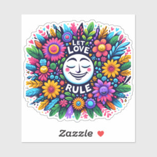 Colorful Love Rules Floral Stickers