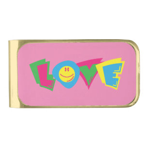Colorful love sign gold finish money clip