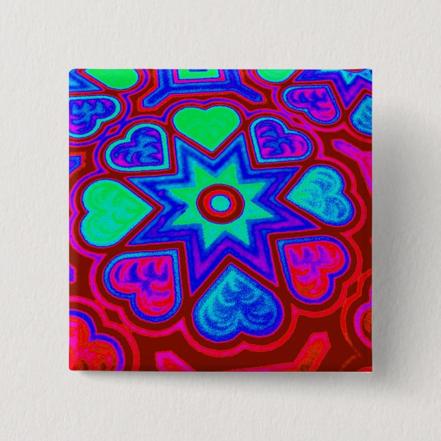 'Colorful Love' Square Button (Front)