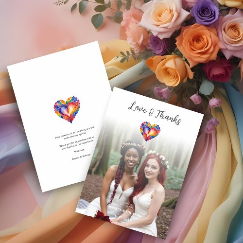 Colorful Love  Thanks LGBTQ Rainbow Pride Heart  Thank You Card