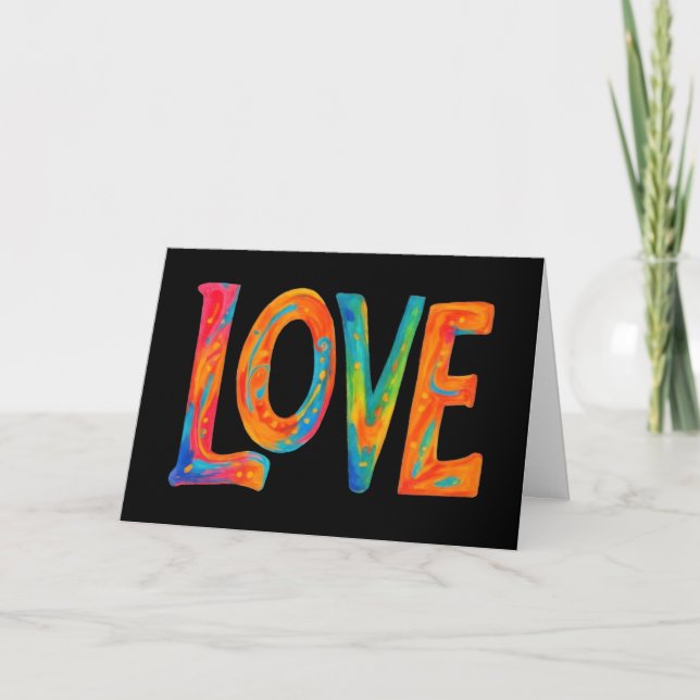 Colorful Love Word Blank Card (Front)