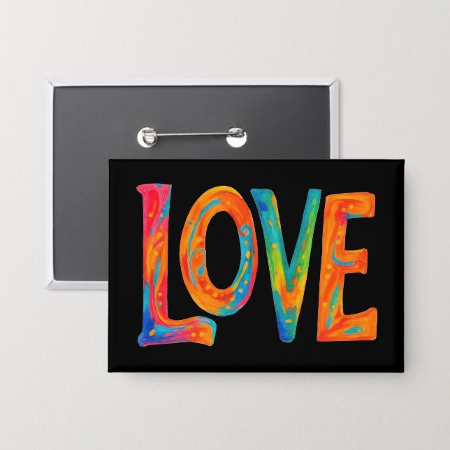 Colorful Love Word Button (Front/Back)