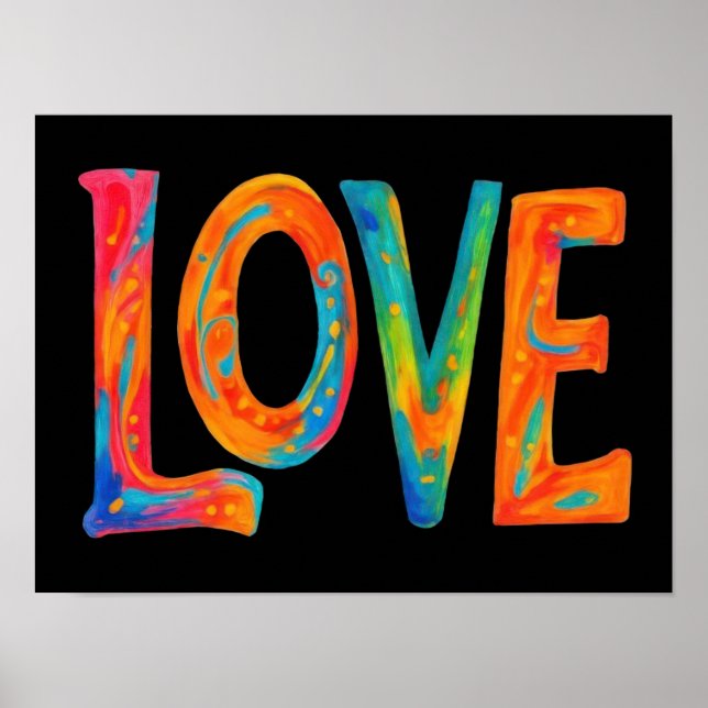 Colorful Love Word Poster (Front)