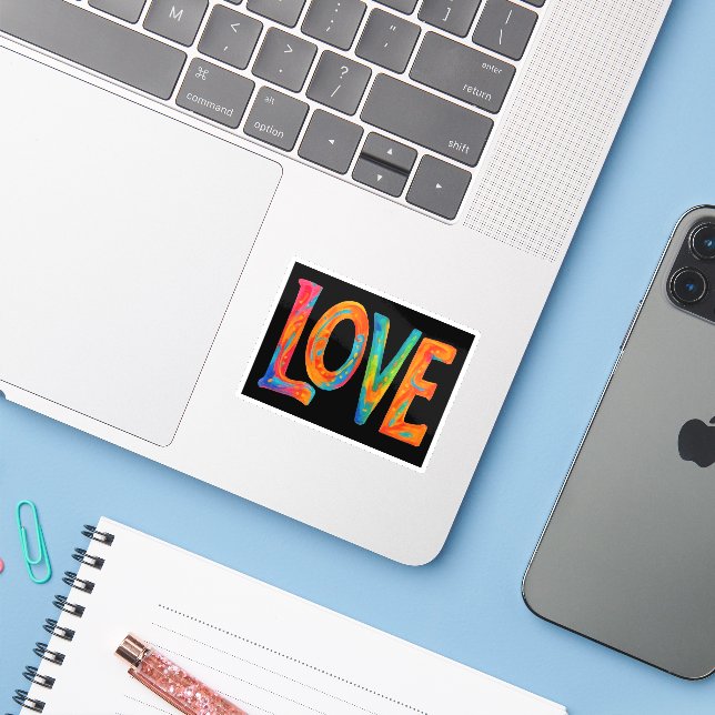 Colorful Love Word Sticker (Laptop w/ iPhone)