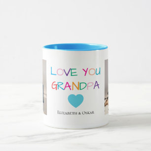 Colorful “Love You Grandpa” Text and Custom Photo Mug