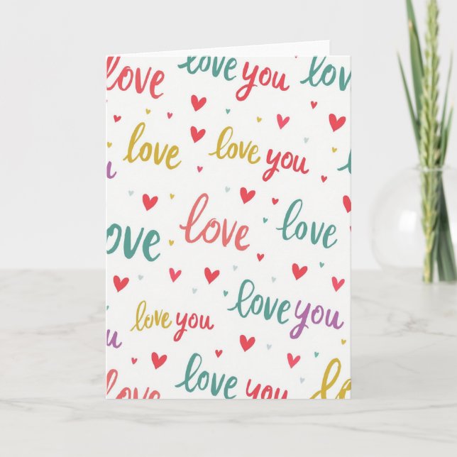 Colorful Love You Hearts Card (Front)