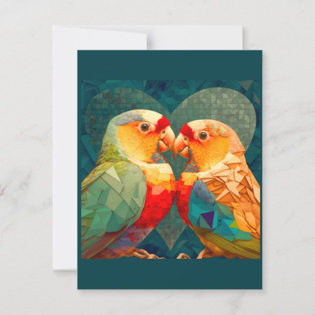 COLORFUL LOVEBIRD, CUTE LOVE BIRD NOTE CARD (Front)