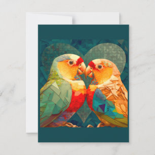 COLORFUL LOVEBIRD, CUTE LOVE BIRD NOTE CARD