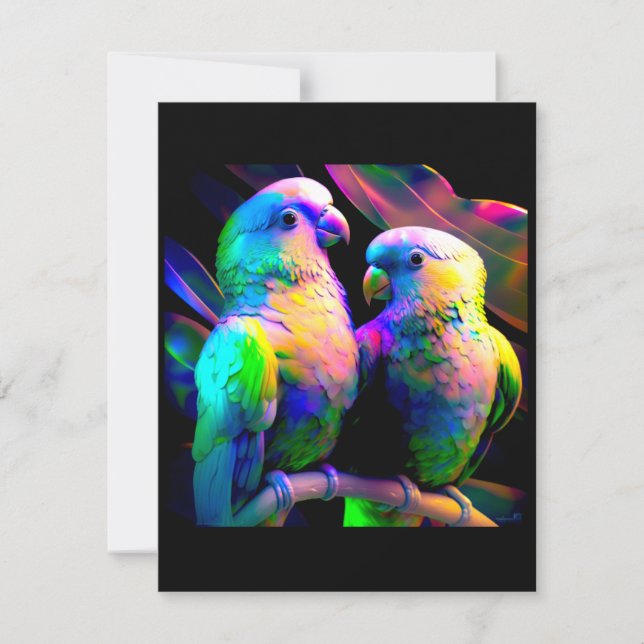 COLORFUL LOVEBIRD, CUTE LOVEBIRD,   NOTE CARD (Front)