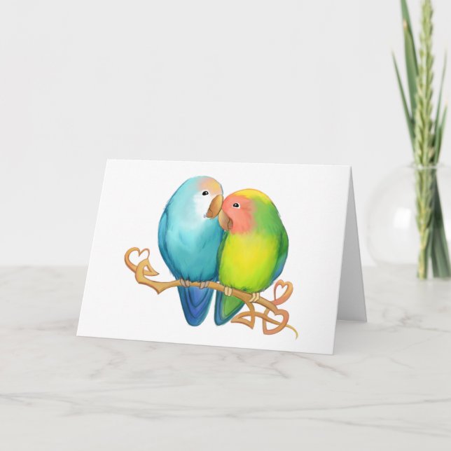 Colorful Lovebirds Greeting Card (Front)
