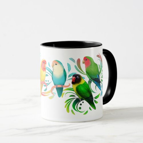 Colorful Lovebirds Group Mug