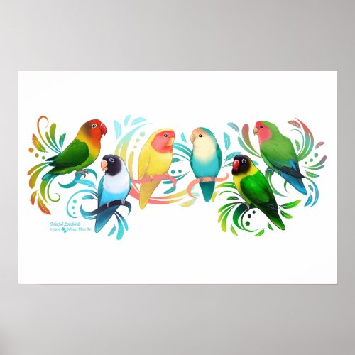 Colorful Lovebirds Group Poster