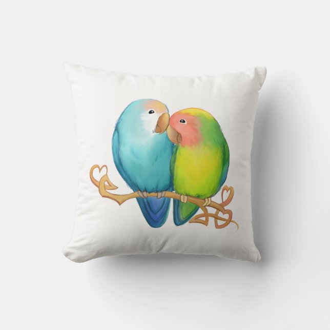 Colorful Lovebirds Pillow (Front)