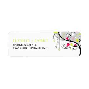 Colorful Lovebirds Winter Wedding Address Label