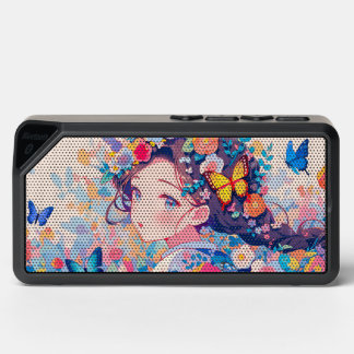 Colorful Lovely Floral Girl with Butterfly Bluetooth Speaker