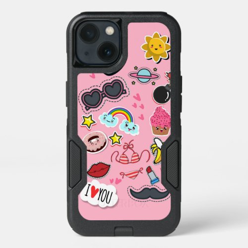 Colorful lovely sticker iPhone 13 case