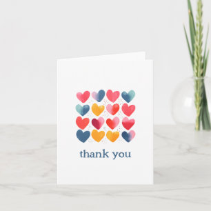 Colorful lover hearts thank you card