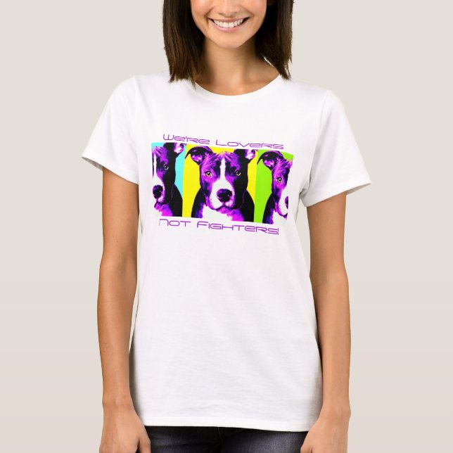 Colorful Lovers Not Fighters Pit Bull Shirt (Front)