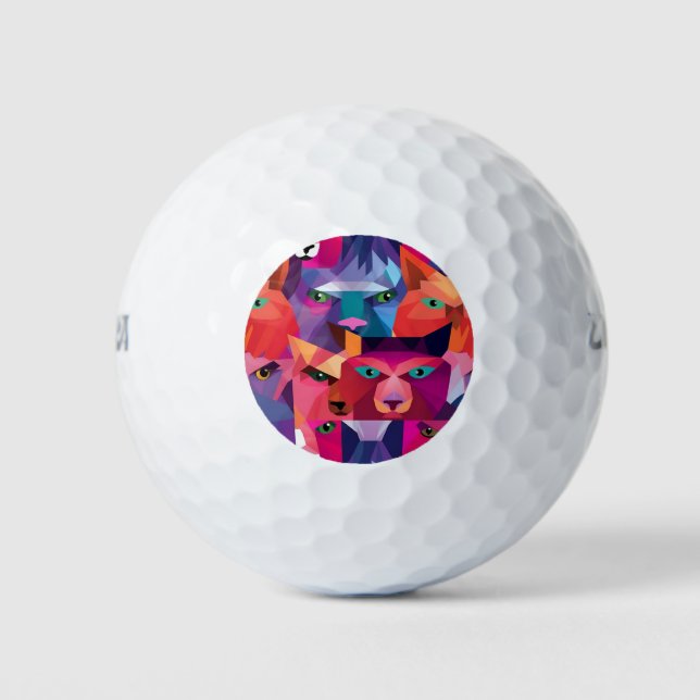 Colorful Low Poly Animals Pattern Golf Balls (Front)