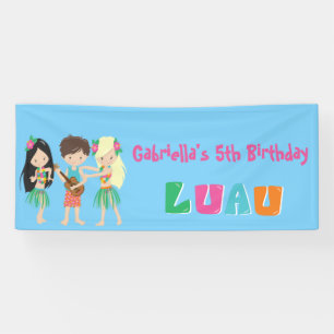 Colorful Luau Kids Party Banner