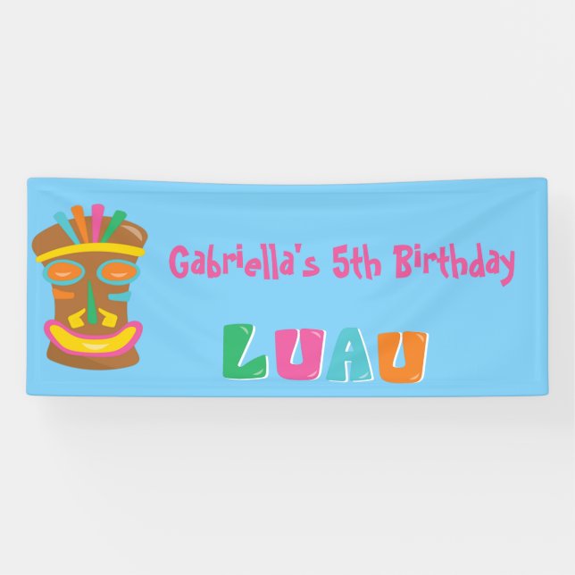 Colorful Luau Party Tiki Banner (Horizontal)