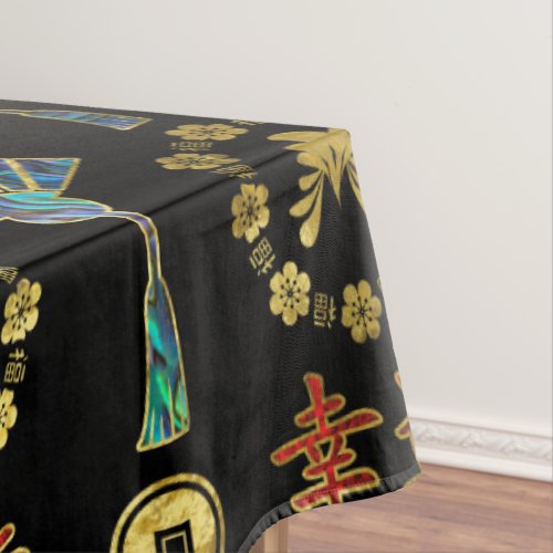 Colorful Lucky Chinese Symbols  Pattern Tablecloth
