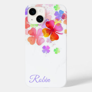 Colorful Lucky Four Leaf Clovers Personalized Case-Mate iPhone 14 Case