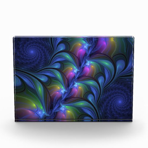 Colorful Luminous Abstract Blue Pink Green Fractal Acrylic Award