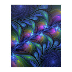 Colorful Luminous Abstract Blue Pink Green Fractal Acrylic Print