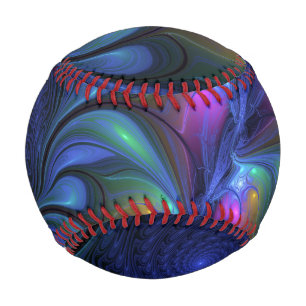 Colorful Luminous Abstract Blue Pink Green Fractal Baseball
