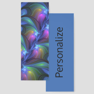 Colorful Luminous Abstract Blue Pink Green Fractal Bookmarks