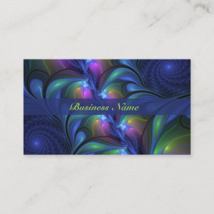 Colorful Luminous Abstract Blue Pink Green Fractal Business Card