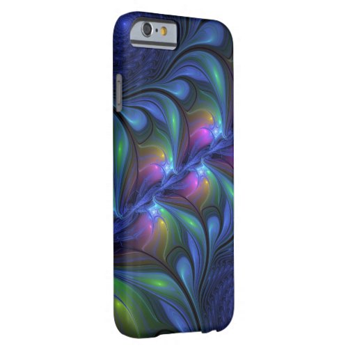 Colorful Luminous Abstract Blue Pink Green Fractal Barely There iPhone 6 Case