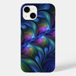 Colorful Luminous Abstract Blue Pink Green Fractal Case-Mate iPhone 14 Case