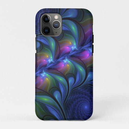 Colorful Luminous Abstract Blue Pink Green Fractal iPhone 11 Pro Case