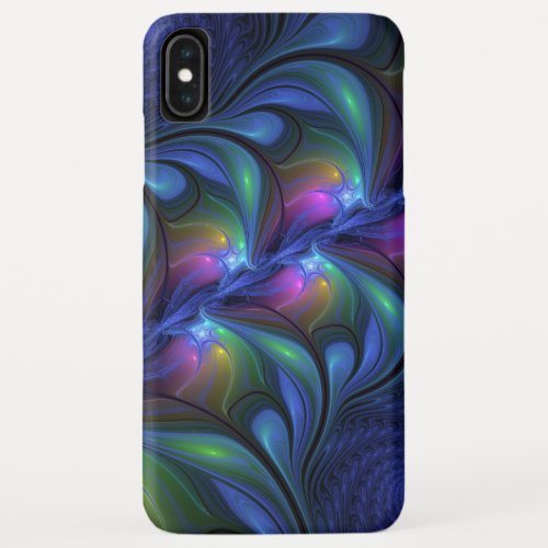 Colorful Luminous Abstract Blue Pink Green Fractal iPhone XS Max Case