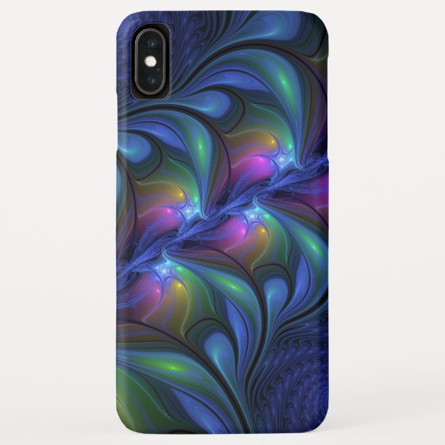 Colorful Luminous Abstract Blue Pink Green Fractal Case-Mate iPhone Case (Back)