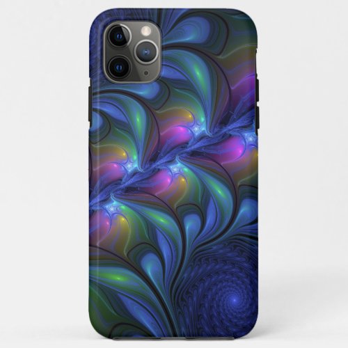 Colorful Luminous Abstract Blue Pink Green Fractal iPhone 11 Pro Max Case