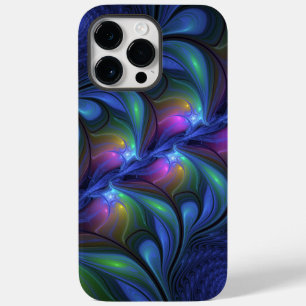Colorful Luminous Abstract Blue Pink Green Fractal Case-Mate iPhone 14 Pro Max Case