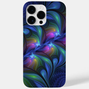Colorful Luminous Abstract Blue Pink Green Fractal Case-Mate iPhone 14 Pro Max Case