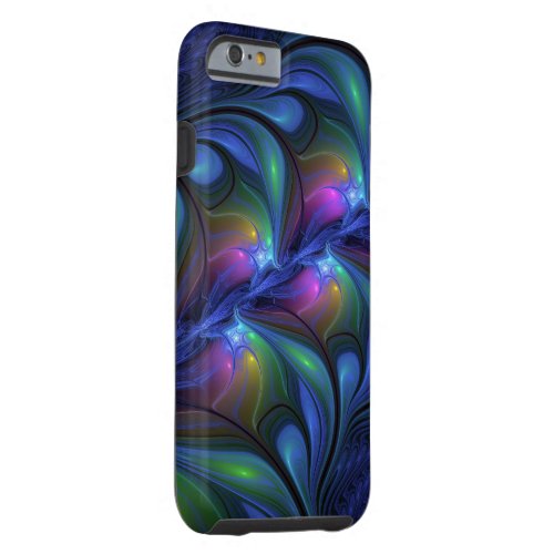 Colorful Luminous Abstract Blue Pink Green Fractal Tough iPhone 6 Case