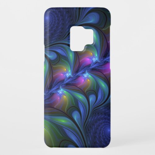 Colorful Luminous Abstract Blue Pink Green Fractal Case_Mate Samsung Galaxy S9 Case