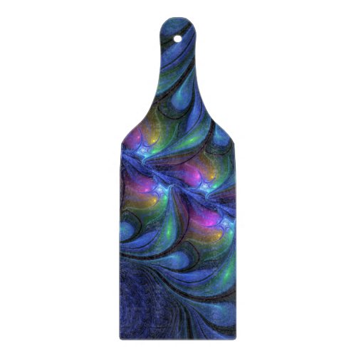 Colorful Luminous Abstract Blue Pink Green Fractal Cutting Board