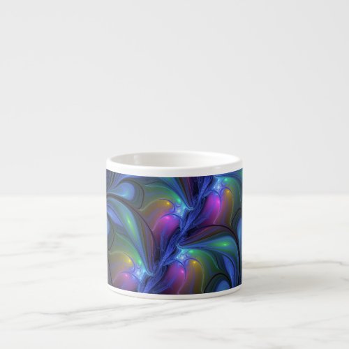 Colorful Luminous Abstract Blue Pink Green Fractal Espresso Cup