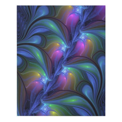 Colorful Luminous Abstract Blue Pink Green Fractal Faux Canvas Print