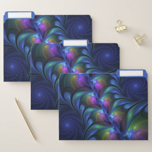 Colorful Luminous Abstract Blue Pink Green Fractal File Folder