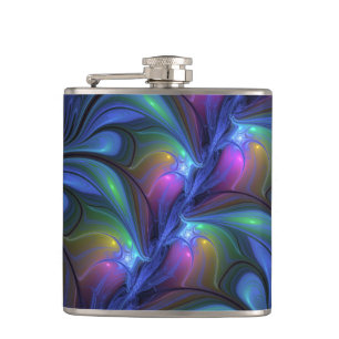 Colorful Luminous Abstract Blue Pink Green Fractal Flask