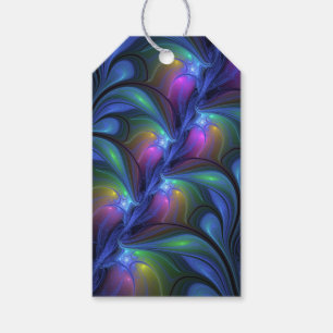 Colorful Luminous Abstract Blue Pink Green Fractal Gift Tags