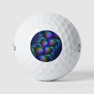 Colorful Luminous Abstract Blue Pink Green Fractal Golf Balls