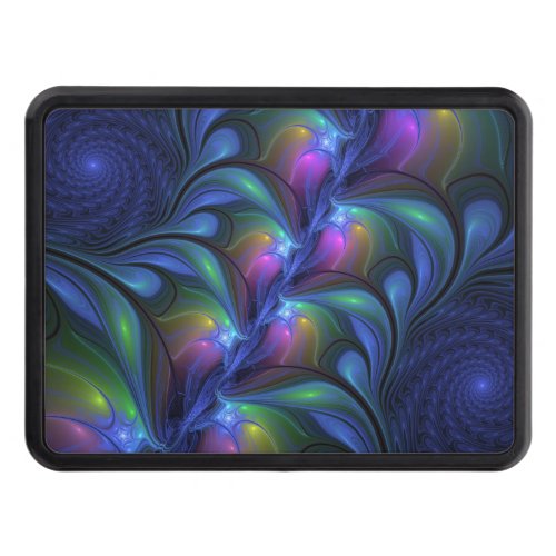 Colorful Luminous Abstract Blue Pink Green Fractal Hitch Cover